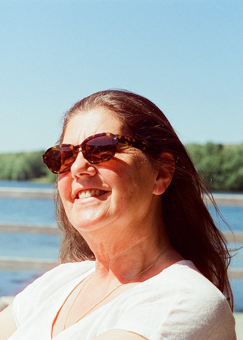 Marie-Annick Maillard wearing sunglasses
