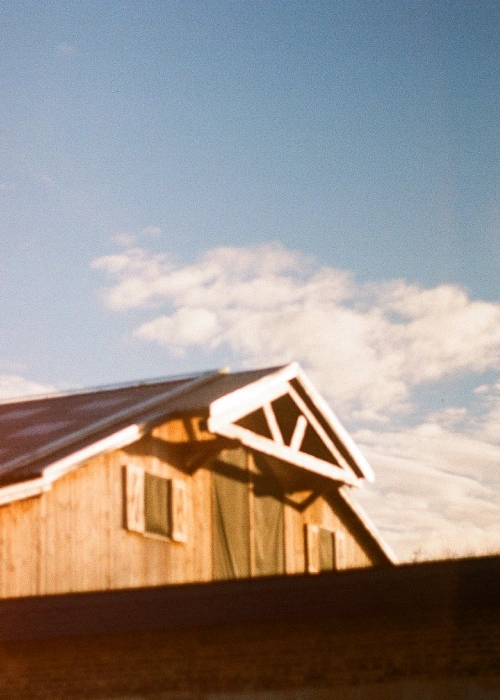 Roof of the Maison Canadienne, lit by the setting sun